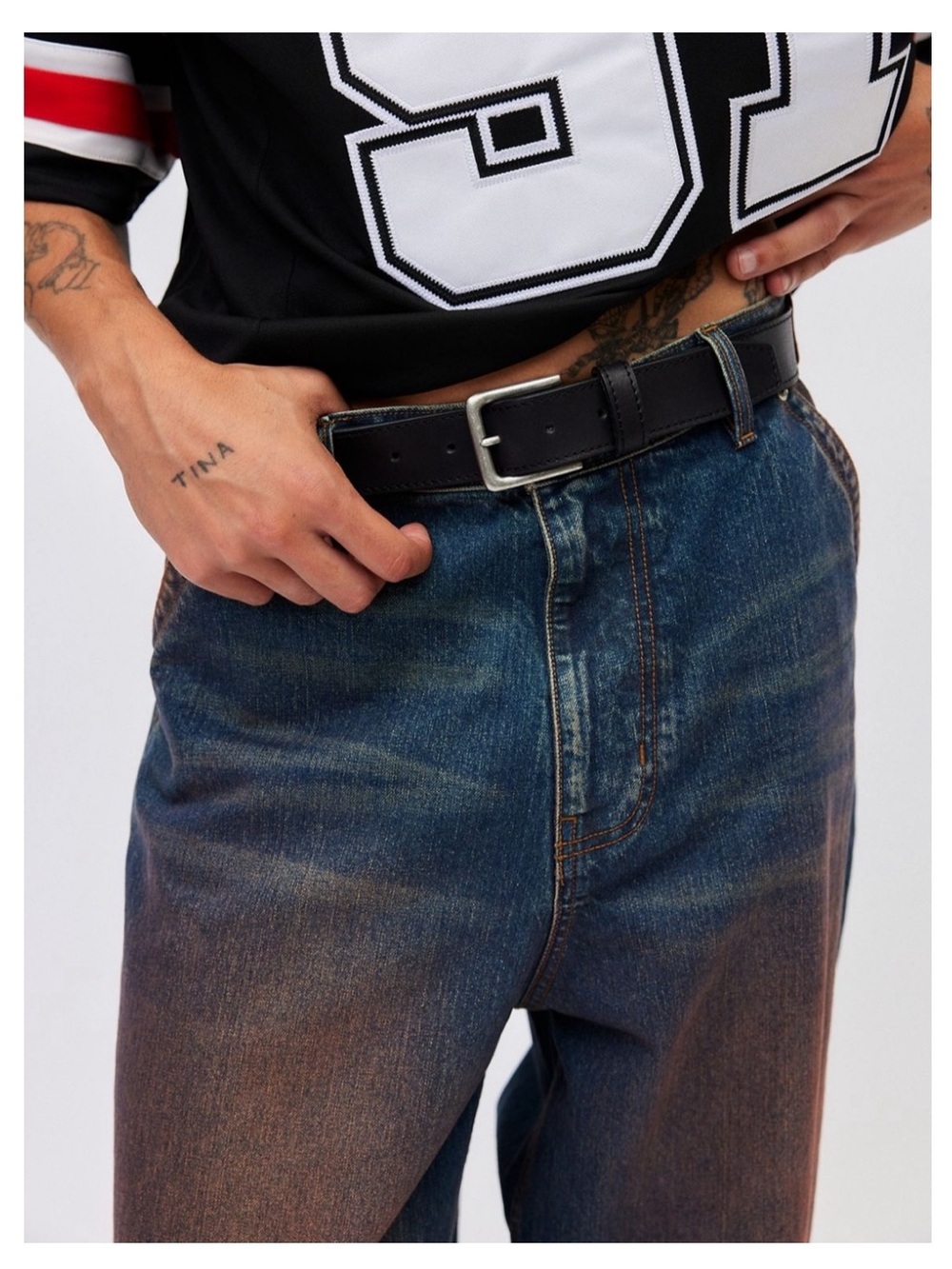 🟠NWT URBAN OUTFITTERS Men’s Leather Belt w/Silver Buckle - Black LARGE